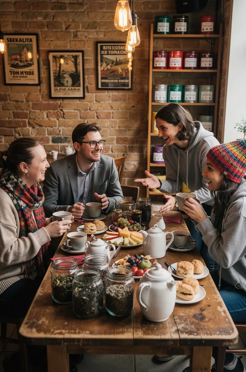 Raminanti gamtos aplinka su arbatos puodeliu, perteikianti harmonijos ir pusiausvyros idėją.